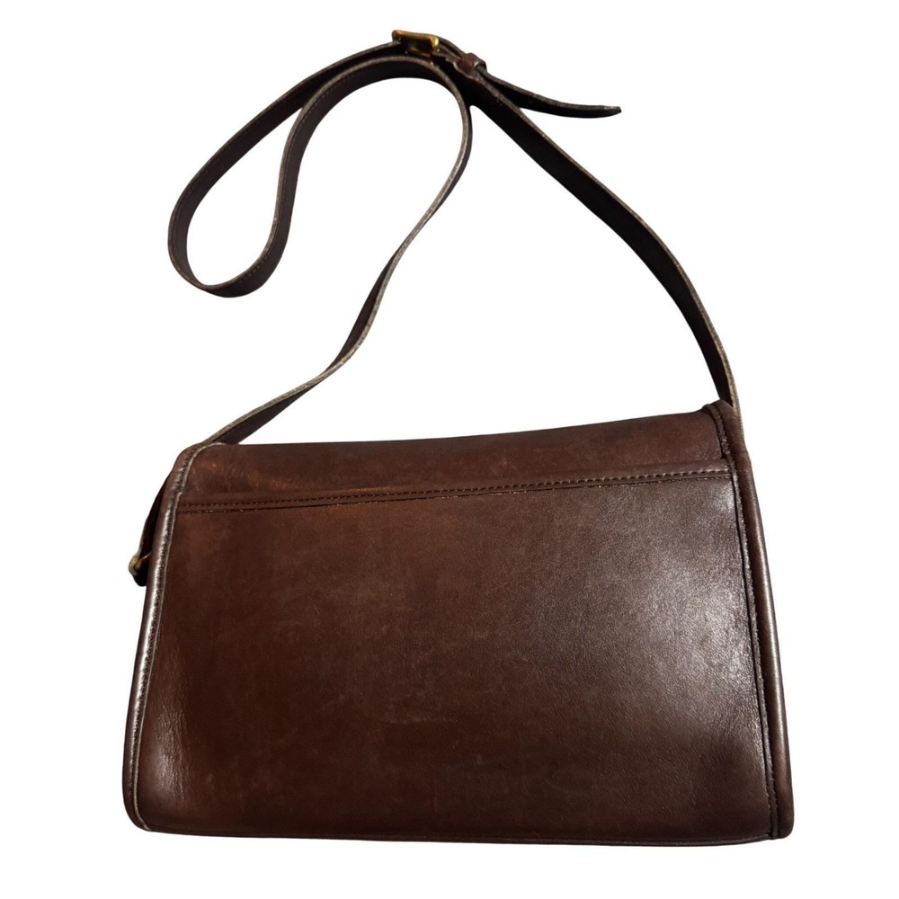 Coach Vintage 90s Ridgefield Flap Bag 9812 Brown Leather Crossbody - Picture 2 of 10